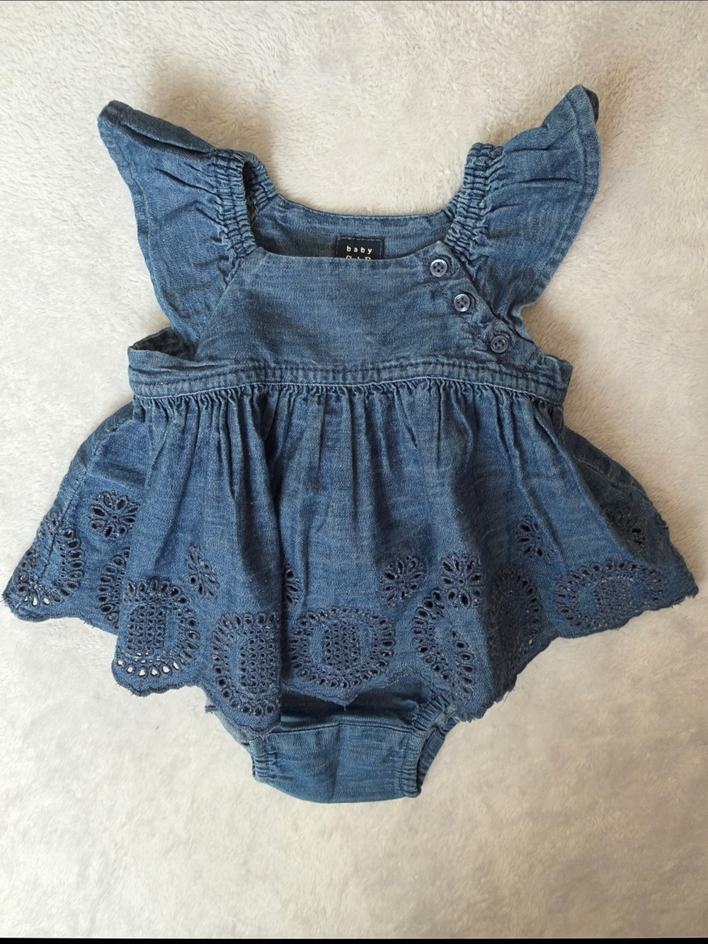 NEW! Baby Gap Denim Eyelet Dress 6-12m